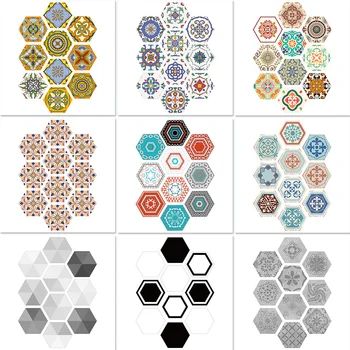 

Funlife wholesale Retro DIY Hexagon Stickers Anti-Slip 90 Pcs Self-adhesive Waterproof Wallpaper Decor for Livingroom Bedroom