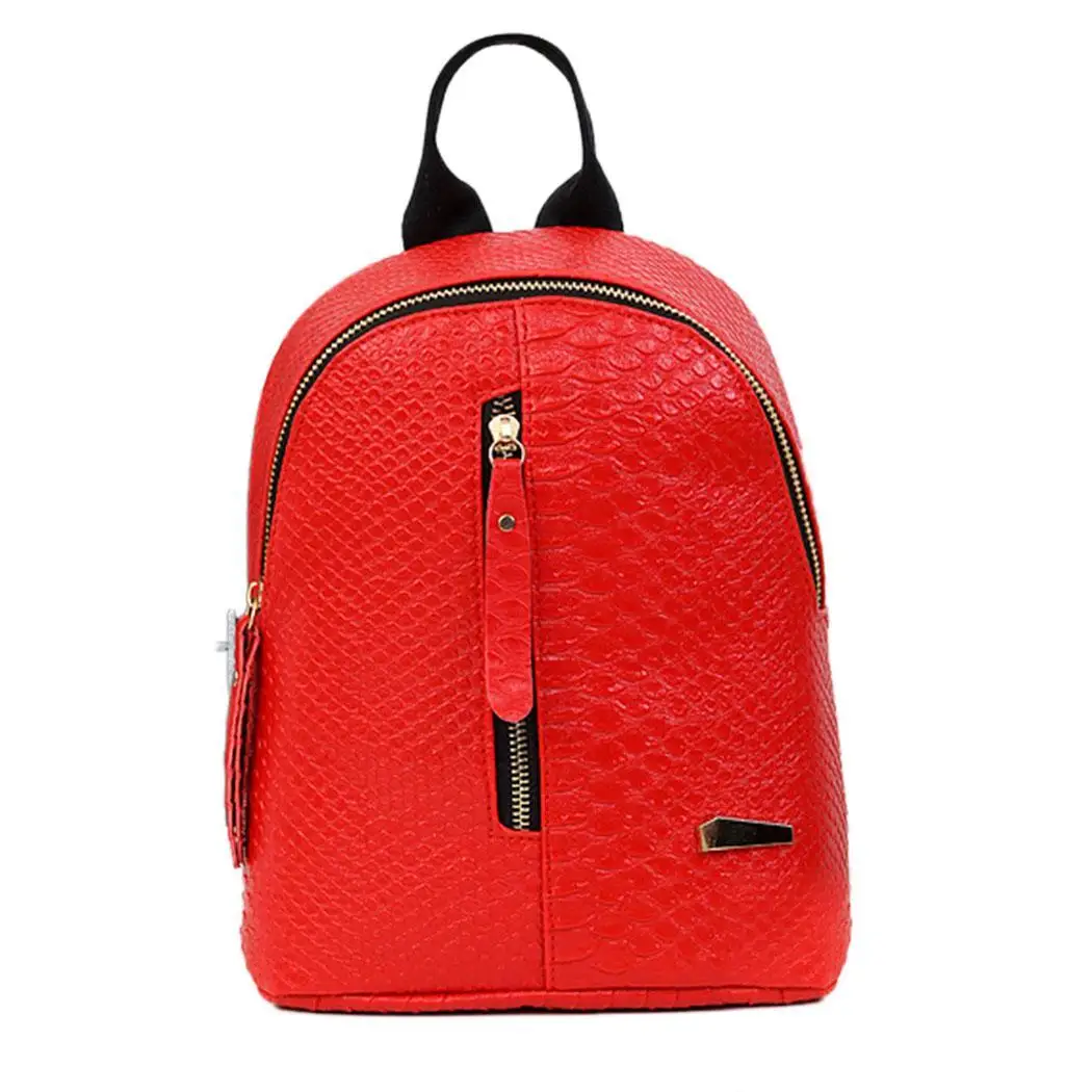 

Women Fashion Casual Solid Mini Personality Backpack Shoulder Bag Zipper Square Pink Grey Black White Red Polyester
