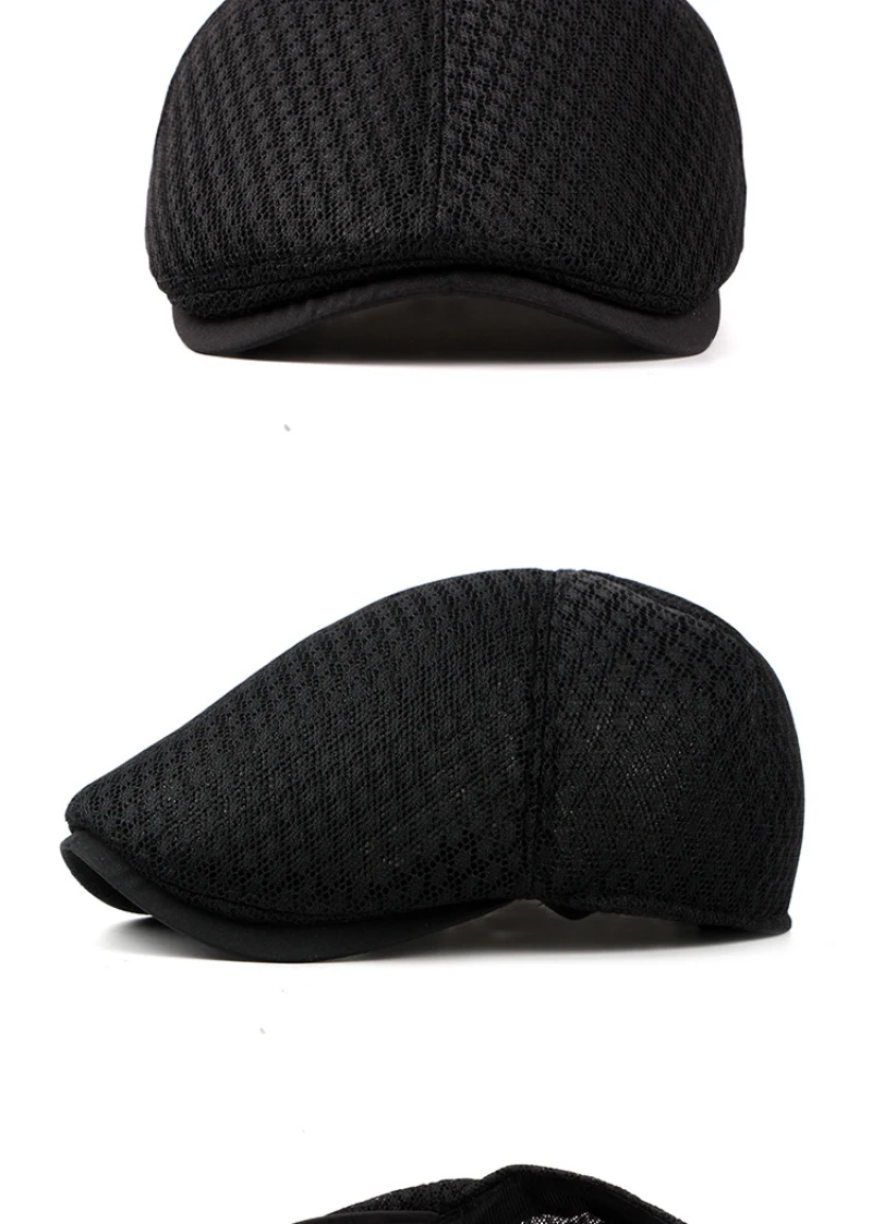 HT1377 Korea Style Summer Sun Cap Hats Plain Solid Black White Grey Ivy Cabbie Flat Caps Breathable Mesh Men Women Beret Caps mens red beret
