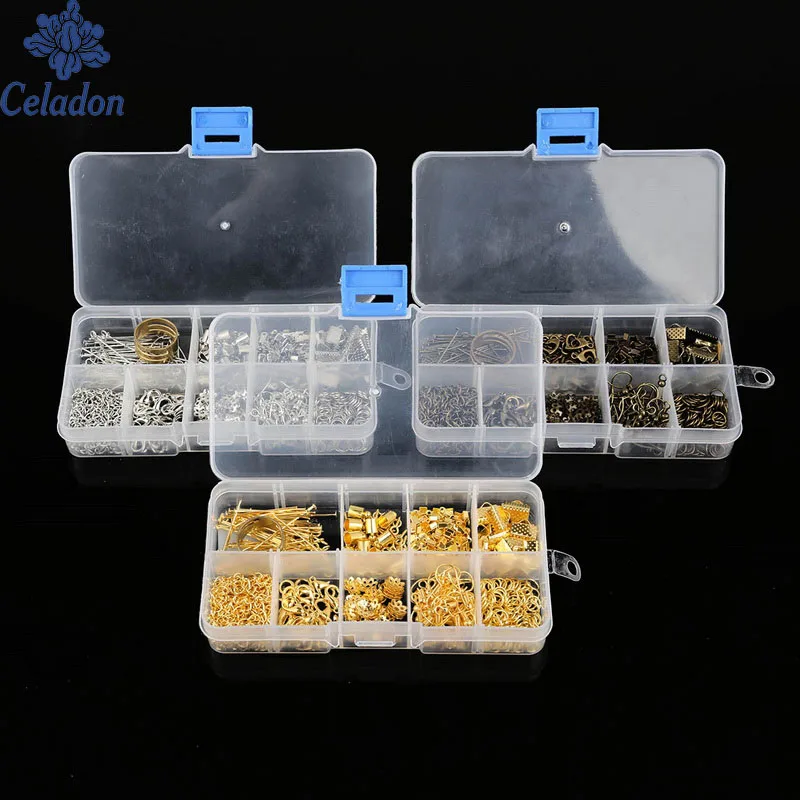 1 Box 3 Colori Crimp End Catenacci Lobster Catenacci Anelli Di Salto Extender Catene Goccioline Finale Per Cucire Strumento Di Dialogo