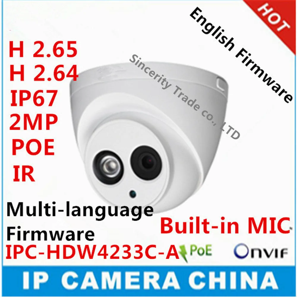 

DH IPC-HDW4233C-A Starlight Camera Built-in MIC 2MP IR 50m IP67 network IP Camera HDW4233C-A support POE cctv camera