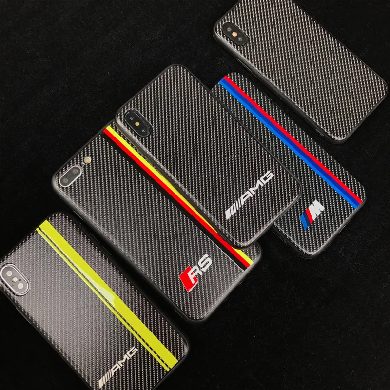

Super Motorsport AMG Carbon Fiber Cover Case For iPhone 7 8 6 S plus X XR XS MAX Luxury Racing car RS Glossy Hard Phone Cover