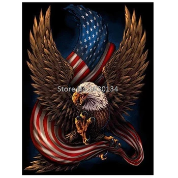 

Diamond Painting Eagle with American Flag 5D DIY Diamond Painting Mosaic Square/Round Drill Cross Stitch Home Decor