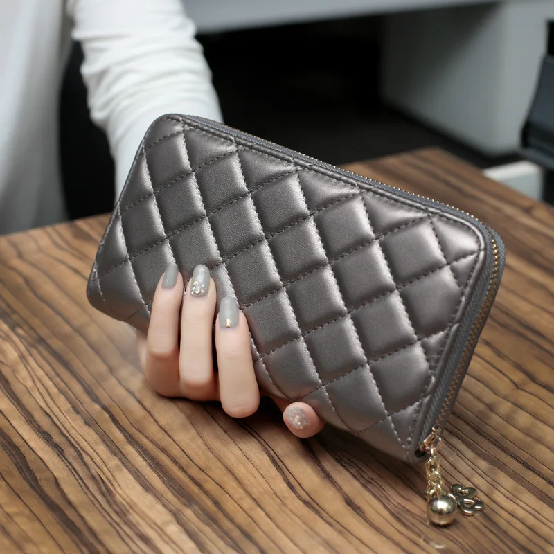  women's wallet 2019 carteira feminina Long Leather rhomboids quilted zip portwel famski pikowane ca
