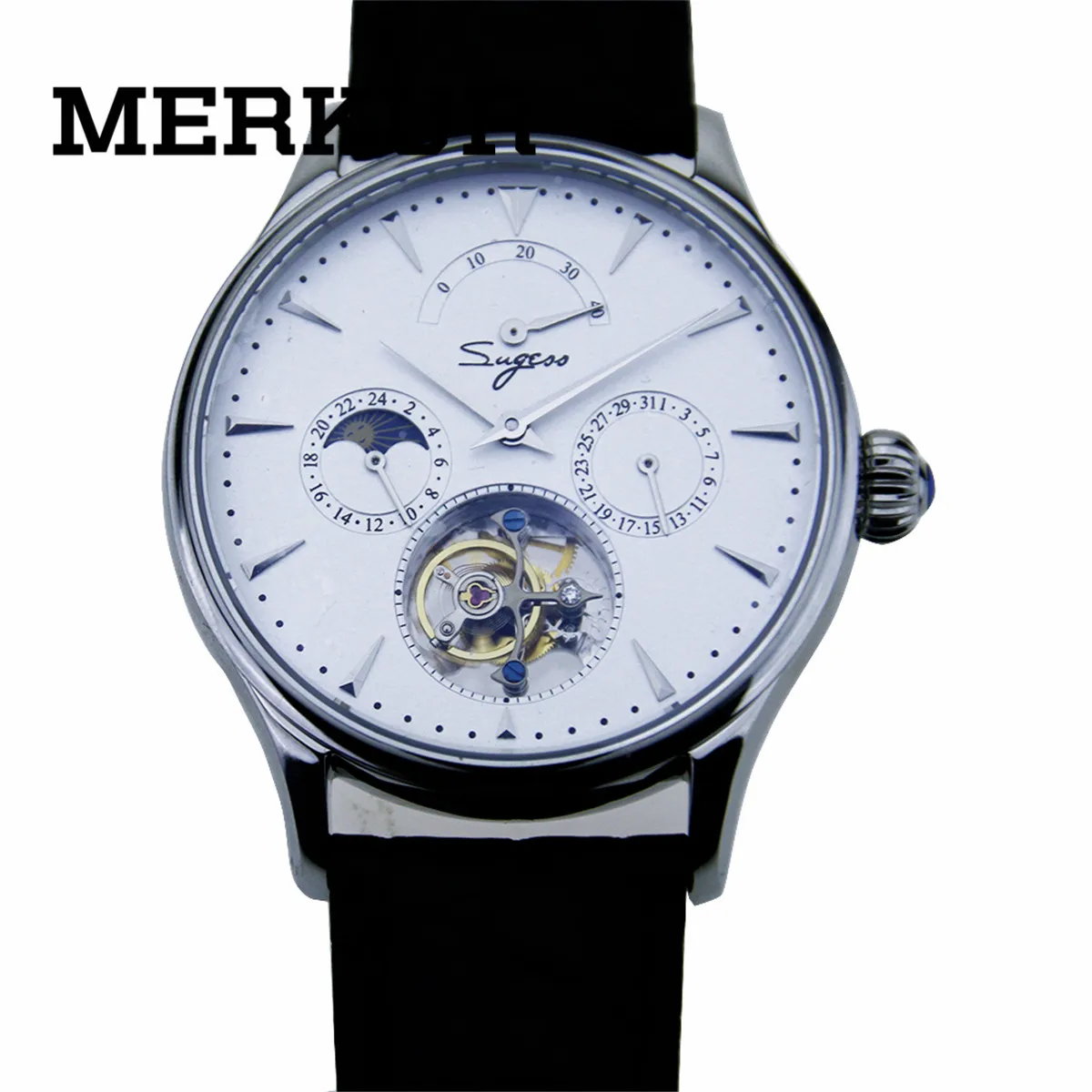 

SEAGULL Movement Sugess Tourbillon Mens Wrist watch Hand Winding Calendar Power reserve Mechanical watch