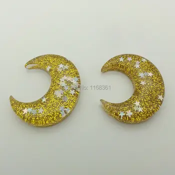 

5pcs/lot resin flat back yellow color moon 40mm Scrapbook Embellishment DIY Phone Decoration C402-1