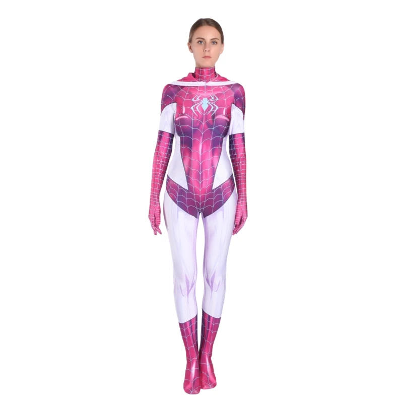 3D принт костюм паук Гвен Стэйси спандекс лайкра Zentai человек паук костюм для Хэллоуина и косплэй женский костюм паука Гвен zentai