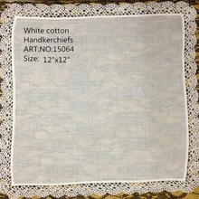 48 шт./партия, модные женские носовые платки, 12x1", мягкий, хлопок, свадебный платок с вышивкой, кружевные края, Hanky для невесты