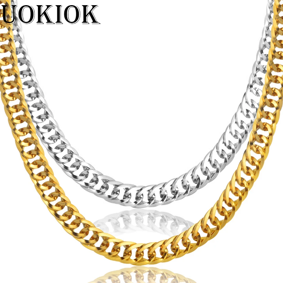 

Dropshipping 9MM Mens Gold Necklace Chains Stainless Steel Gold Color Curb Cuban Link Chain Necklace For Men Hip Hop Jewelry