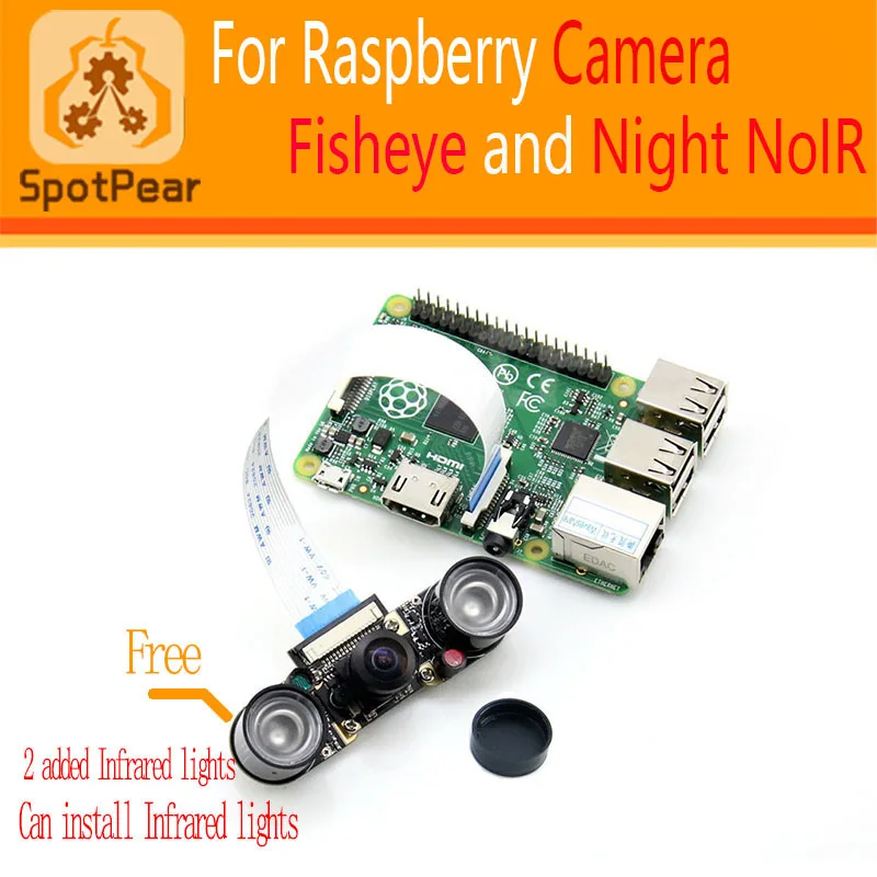 Raspberry Pi 3 объектив рыбий глаз 160 градусов ночная версия камера NoIR 1080p 5 Мп |