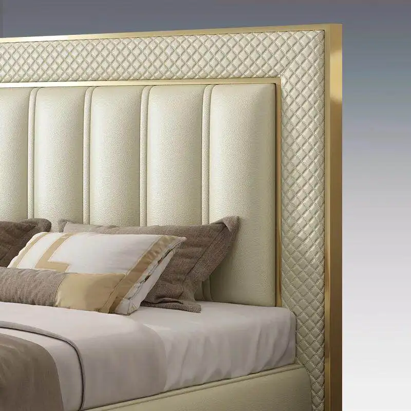 Дизайн современная роскошная взрослая кожаная кровать 150 или 180 см с хранения