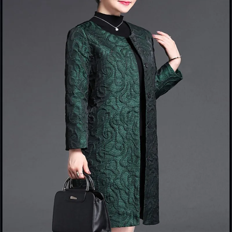Arrivent Vêtements Nouveau De Solide Pour Vert pourpre Et Automne Style Mi Bouton Femmes Long Trench Printemps D'âge Tranchée Géométrique Couvert b67IfgmYyv