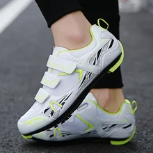 Обувь для велоспорта, мужская, черная, белая, для езды на велосипеде, для гонок, на липучке, светильник, дышащая, для езды на велосипеде, кроссовки