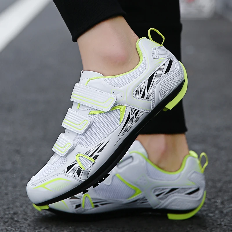 

Cycling Shoes Men Black White Road Bicycle Riding Racing Hook and Loop Light Breathable Cycle Bike Sneakers