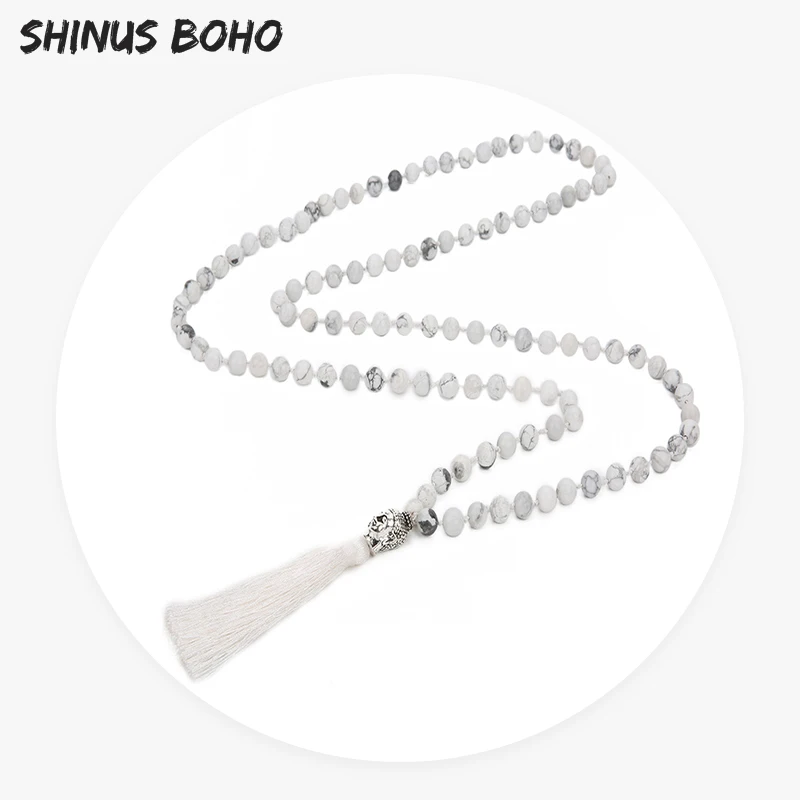 SHINUSBOHO религия 108 мала бусины ювелирные изделия для женщин длинные кисточки