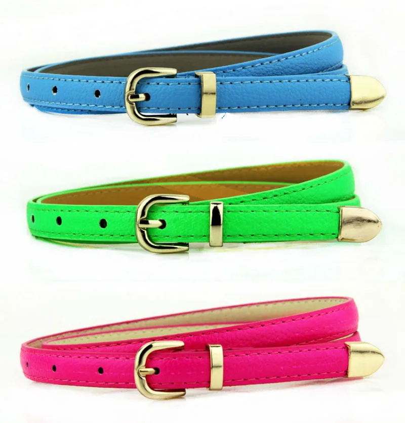 2018 new thin all match belt female neon candy color belt female