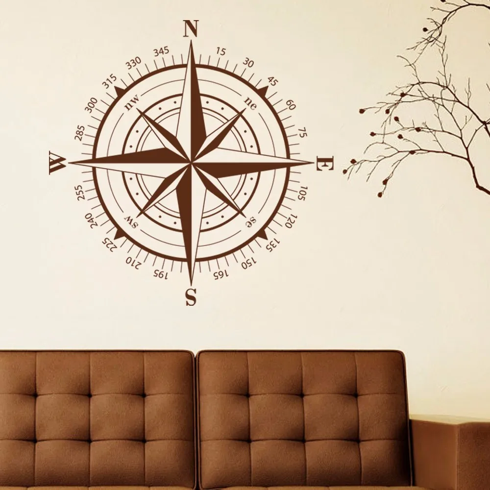 Compass Wall Decal Compass Rose Nautical Decal Beach Theme Wall Decal