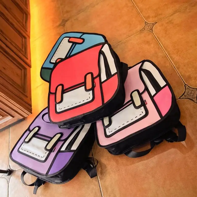 2D Рисование Мультфильм школьный рюкзак 3D печать холст рюкзаки японский прыжок Комикс Рюкзак Милый ученический школьный рюкзак для девочек-подростков