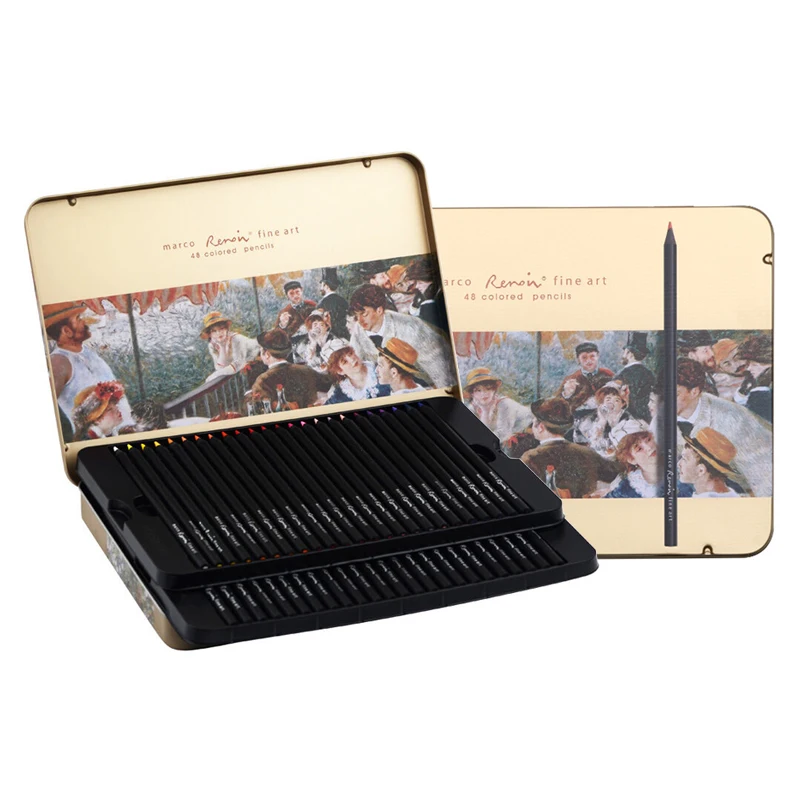 

Marco Renoir Black wood Colored Pencils Lapis De Cor Professional Artist Painting Oil Color Pencil For Drawing Art Supplies 3200