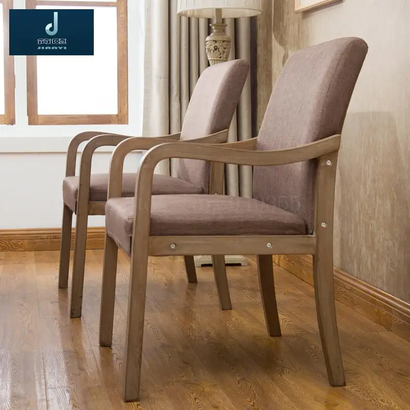 Деревянный современный обеденный стул простой Северный стул ткани исследования поручень стул для ресторана гостиницы