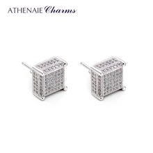ATHENAIE 925 Серебряные вечные элегантные серьги-гвоздики для женщин блестящие прозрачные CZ квадратные серьги для женщин ювелирные изделия