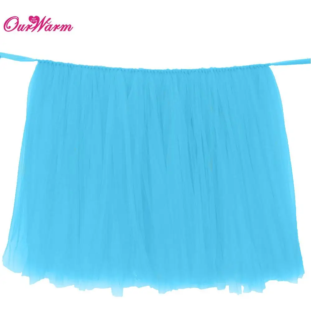 Теплая Тюлевая юбка-пачка с конфетами, кружевная скатерть, вечерние сувениры, Свадебный сувенир на день рождения, украшение стола 100*80 см - Цвет: Aqua Blue