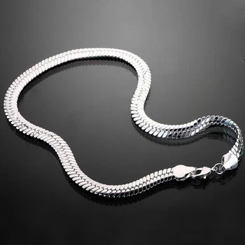 

Men's 925 stamp silver plated Snake Necklace Chain 10mm 20" Big Heavy Chunky Necklace Wholesale silver plated Jewelry LSPN209