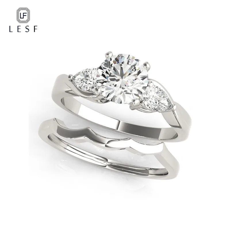 

LESF Brand Wedding Ring Set Solid 925 Sterling Silver 1CT Zircon CZ Engagement Rings for Women Vintage Jewelry Private custom