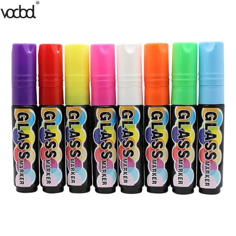 8pcs/set 10mm Reversible Tip Liquid Chalk Reusable Markers Erasable Highlighter Pens Art Painting For Whiteboard LED Chalkboards 8 color suit highlighter chalk markers chalkboard erasable dustless water based non toxic liquid pens set
