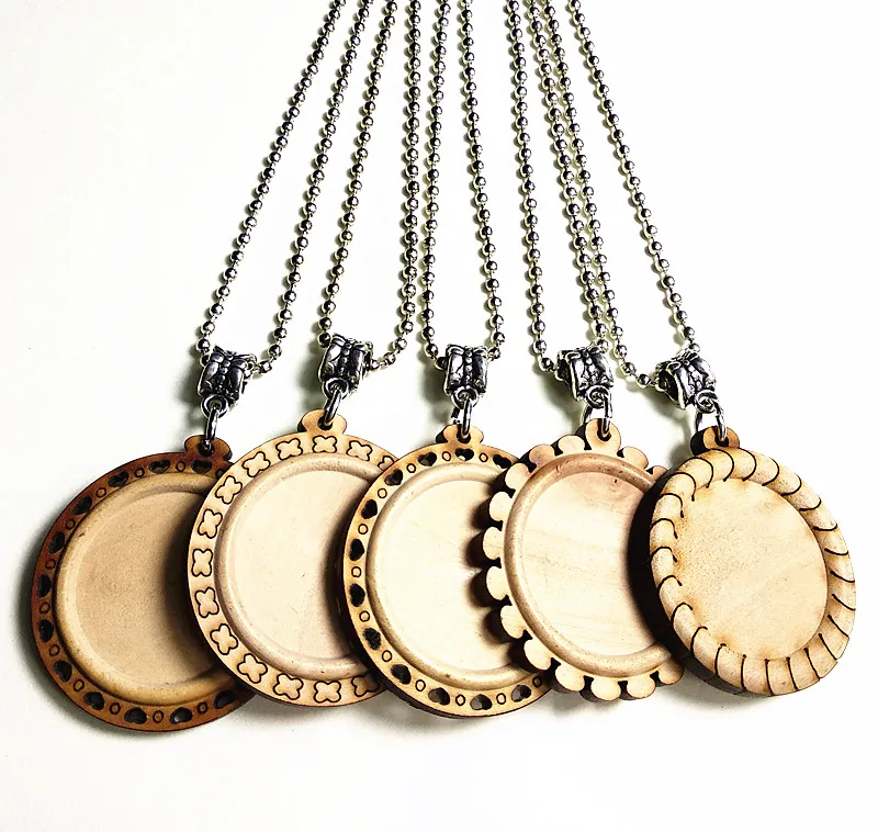 

24pcs Blank Wood cabochon fit 25mm dia round square18*25mm Ellips glass cabochon to make DIY necklace