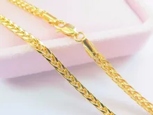 New Pure Fine Yellow Gold 2.5mm W Perfect Wheat Chain Necklace