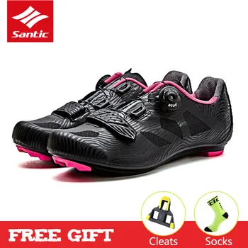 

Santic Women Pro Cycling Shoes Lady Racing Road Bike Shoes Breathable Bicycle Shoes Riding Sneakers Zapatillas Ciclismo Female