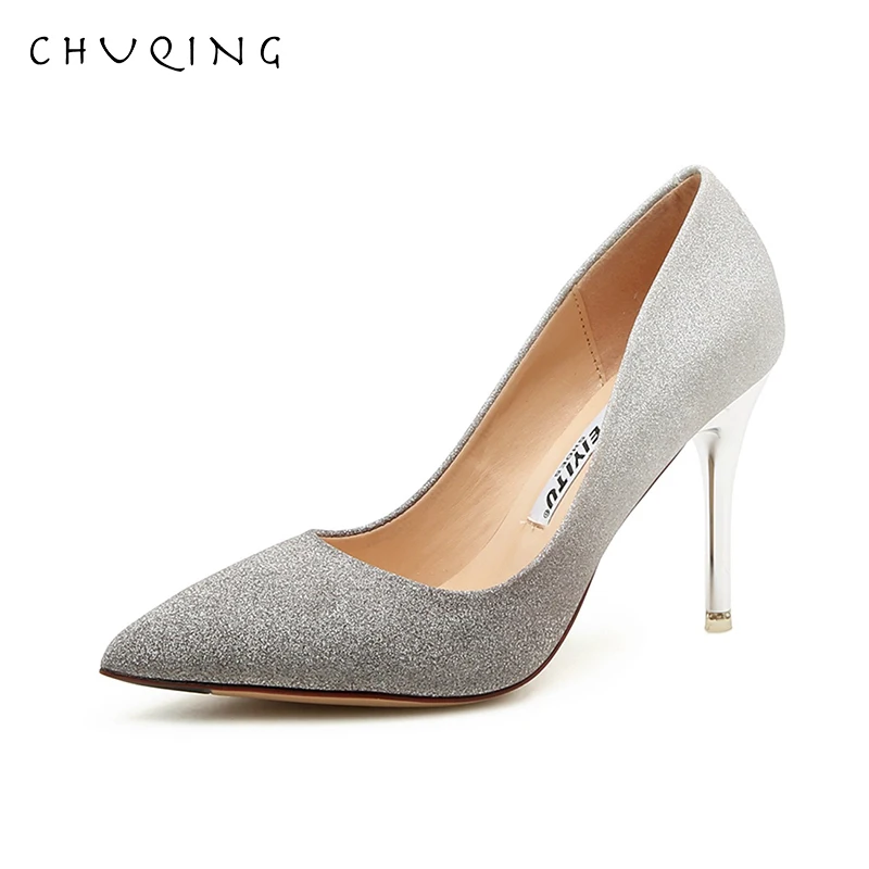 

CHUQING 2019 Spring and Summer New Korean Version of the Wild Fine with Girls Fashion High-heeled Shoes