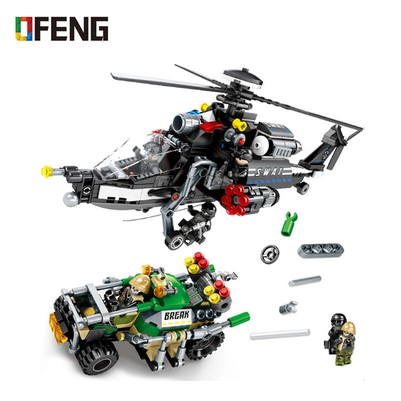 

Helicopter Black Hawk Military Building Blocks Compatible Hunt City SWAT Police Bricks Toys iGifts for Children