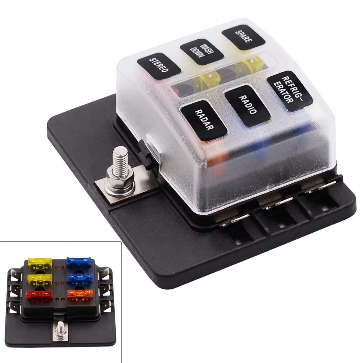 bilder für 6 Way 12 V 24 V Blade Fuse Box Halter mit Led-warnleuchte Kit für Auto Boot Marine Trike bilder für 6 Way 12 V 24 V Blade Fuse Box Halter mit Led-warnleuchte Kit für Auto Boot Marine Trike