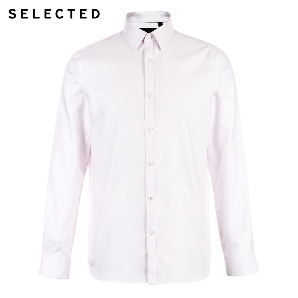 SELECTED Cotton-blend V-neck business long-sleeved shirt |418105543