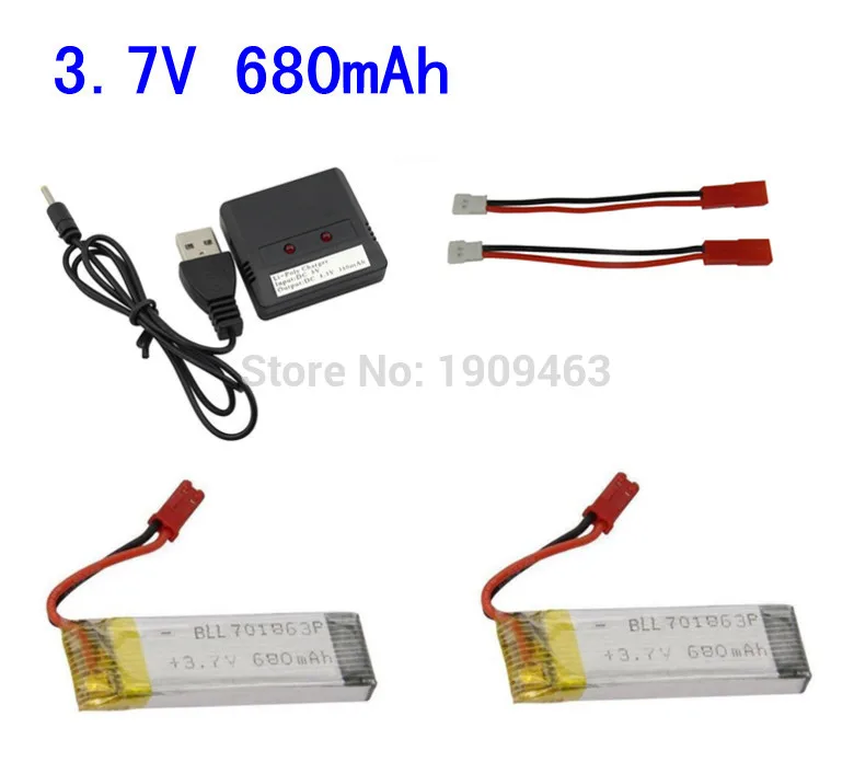 2 in1 батарея зарядное устройство с 2 шт. 3,7 в 680 мАч батареи и 2 шт. JST зарядный кабель для UDI U817 U818A U818 V959 S032G Квадрокоптер с дистанционным