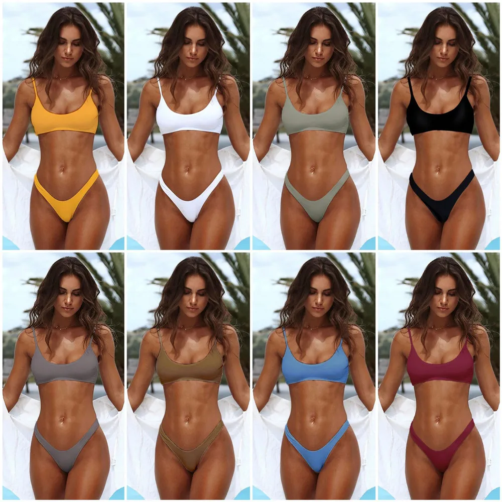 MUQGEW Triangle Bathing Suit Women Push-Up Padded Bra Beach Bikini Set Swimsuit Swimwear Beach Bathing Suit 0128