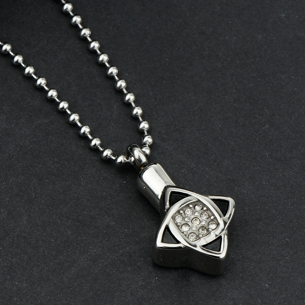 America Style Urn Ashes Locket Pendant Charm Necklace 316L Stainless Steel Tone Allergy-Free Durable Adjustable Necklace