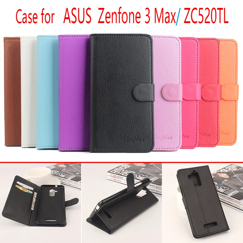 

For Asus Zenfone 3 Max/ZC520TL Litchi Grain Leather Case Cover for Asus Zenfone 3 Max/ZC520TL Luxury Phone Bag with Wallet Stand