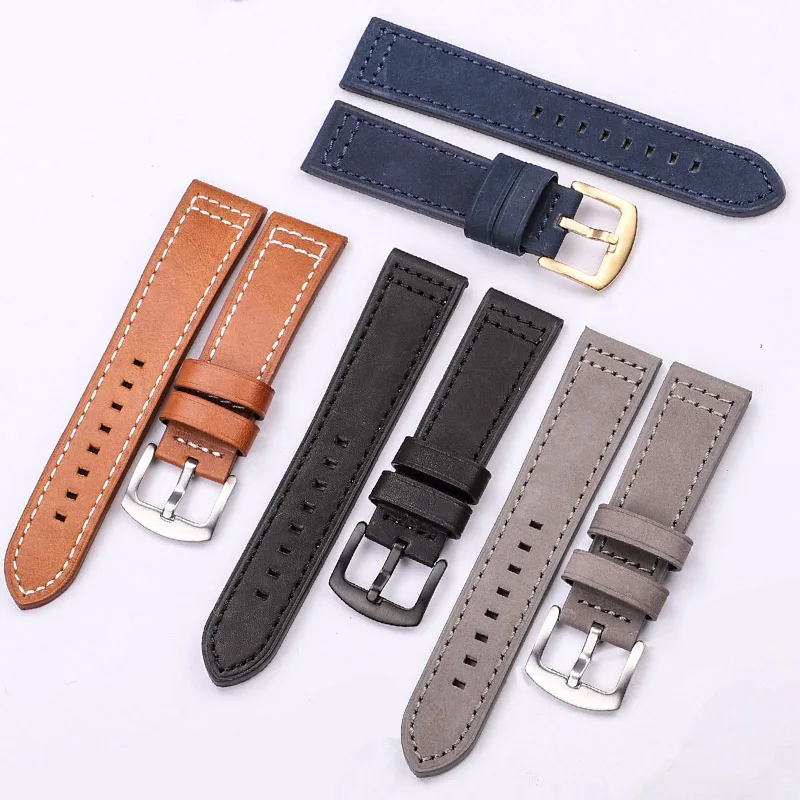 Ремешки для наручных часов из воловьей кожи 18 20 22 24 мм для женщин и мужчин быстросъемный ремешок для Samsung Gear S3 из натуральной кожи винтажный ремешок для наручных часов