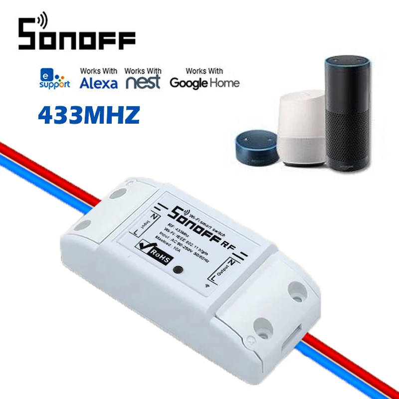 

SONOFF RF WiFi Wireless Switch Smart Home 433Mhz Automation RF Remote Switch Module For Sonoff RF Work with ALexa Google