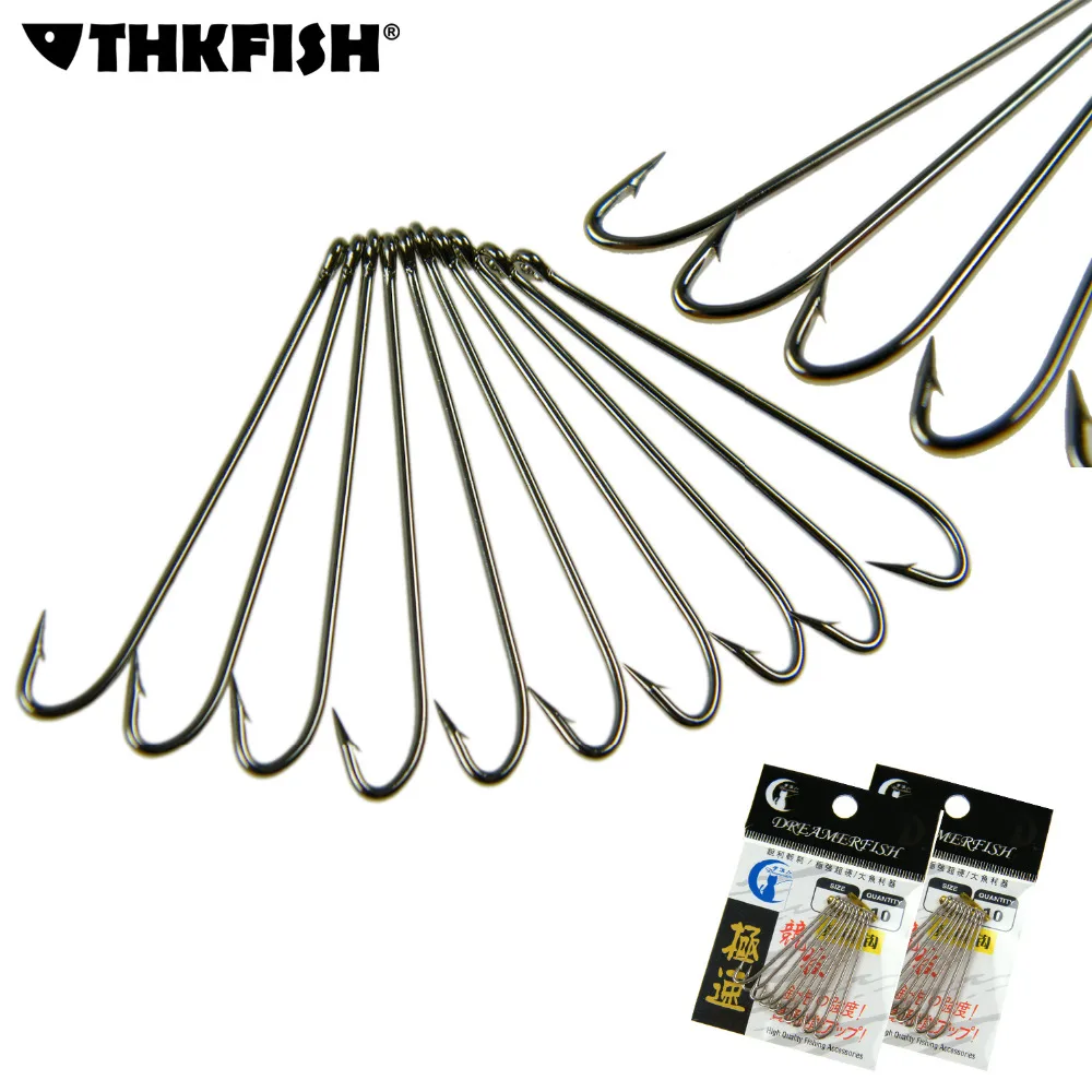 20Pcs (2packs) Streamer Dry Fly Tying Eel Shank Long Sharp Carbon