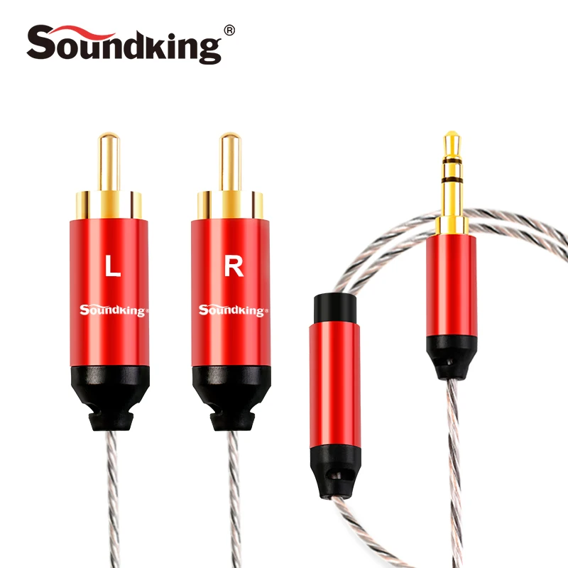 

Soundking RCA Cable 2rca to 3.5 audio cable rca 3.5mm jack male to male rca aux cable for amplifier Phone Edifer Home Theate B25