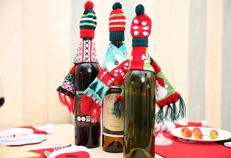 QuickDone-Christmas-Wine-Bottle-Decorations-for-Home-Santa-Claus-Scarf-Hat-Suit-Banquet-Xmas-Party-Plush-Cute-snowmen-Table-Decor-MR0111 (10)