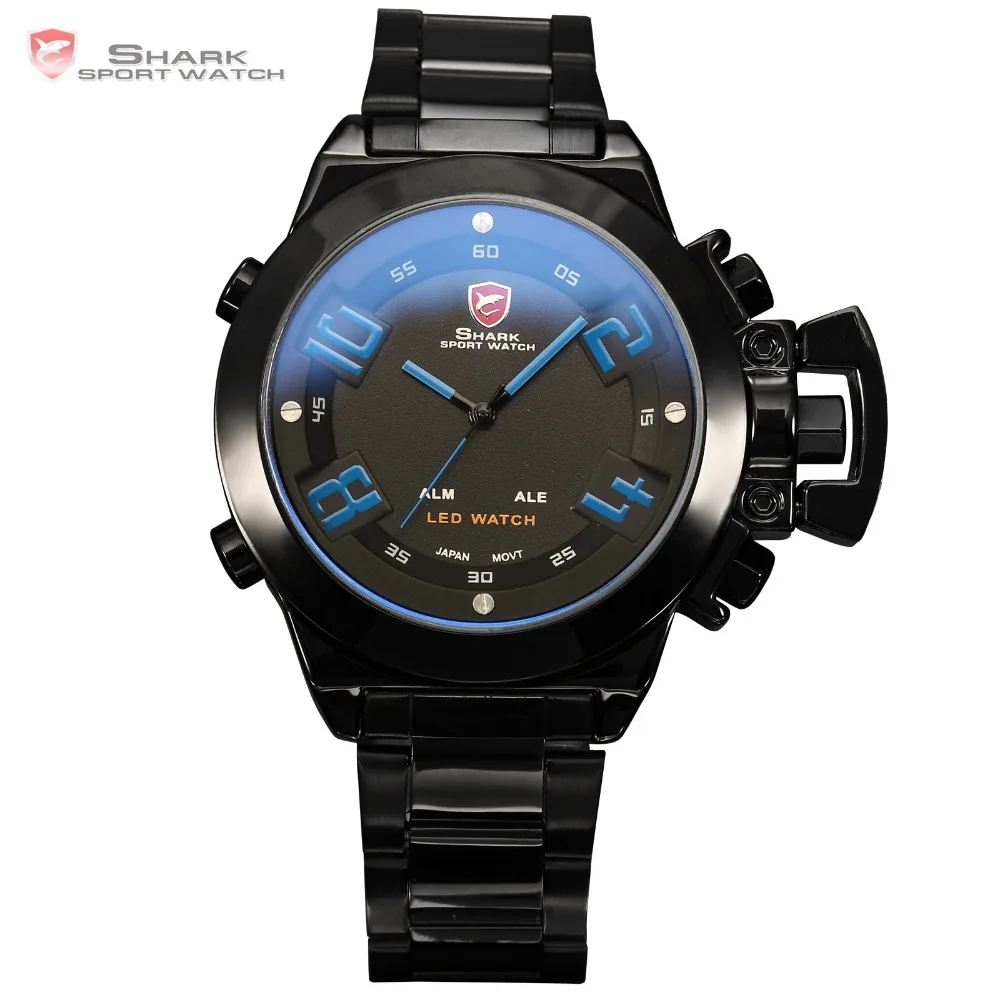 Great White SHARK Sport Watch Digital LED Dual Time Date Day Alarm Men
