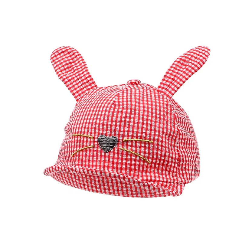 Casual Plaid Baby Cap Cotton Baby Boys Hat Rabbit Ears Baby Hat For Girls Cute Cat Sun Hat Spring Summer New Baby Boy Clothing (11)