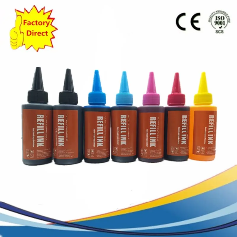 1SET 1BK 7X100ML 6x100 ml Премиум специализированные краска для заправки чернил комплект для EPSON Stylus Photo R270 R290 R390 RX590 RX610 RX690 TX659 струйный принтер - Цвет: 1SET 1BK 7X100ML