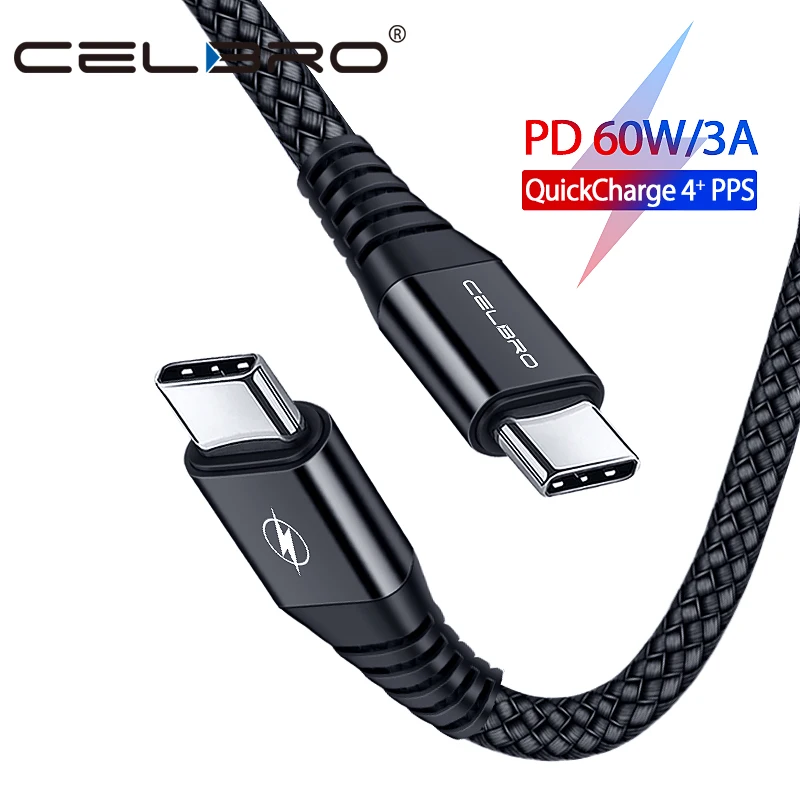 

60W PD QC 4.0 Type C to USB C Cable for Samsung S10 S9 Xiaomi Mi Fast Charging Charger Type C Cable for MacBook iPad Pro Switch