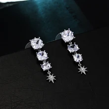 HIBRIDE Jóias Da Moda Longo Pingente de Estrela Brincos de Cristal Austríaco/Acessórios Mulheres Brincos Presentes de Casamento Barato E-141
